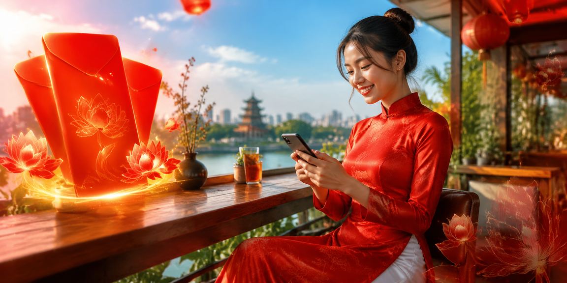 Người dùng nhận thưởng phong bao đỏ qua ứng dụng bf1 tại Hà Nội dịp Tết